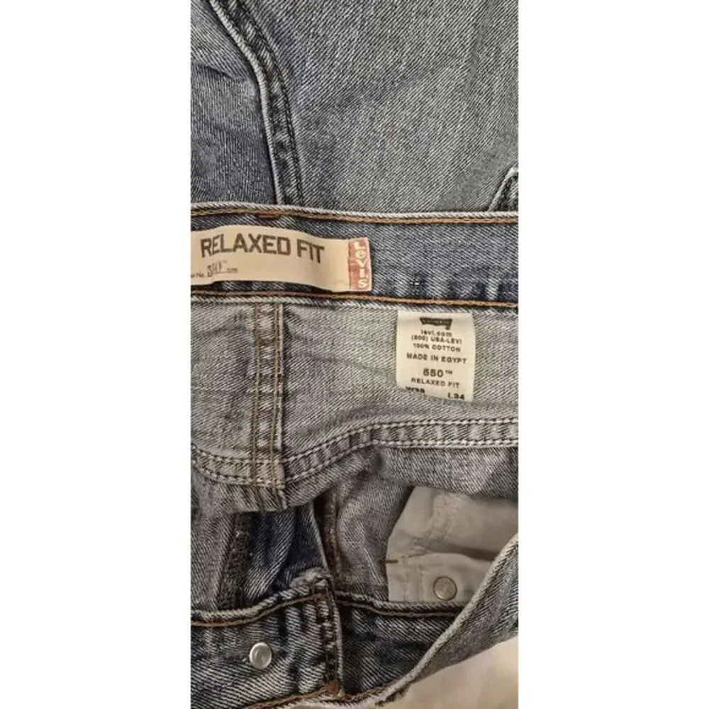 Levis 550 Jeans Mens 38x34 Blue Red Tab Relaxed‎ Fit Straight Leg Light Wash